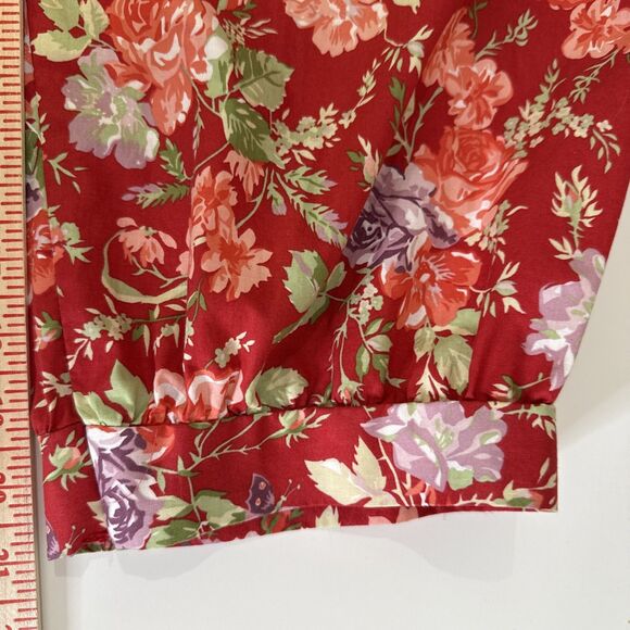 Vintage Laura Ashley Size M Playsuit Jumpsuit Romper Red Floral Cottagecore Crop - Picture 10 of 12